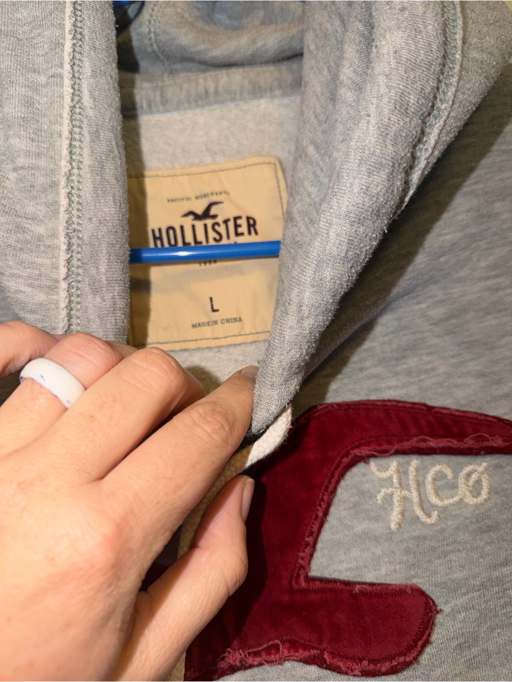 Vintage Hollister Logo Gray Rope Hoodie - Picture 5 of 9